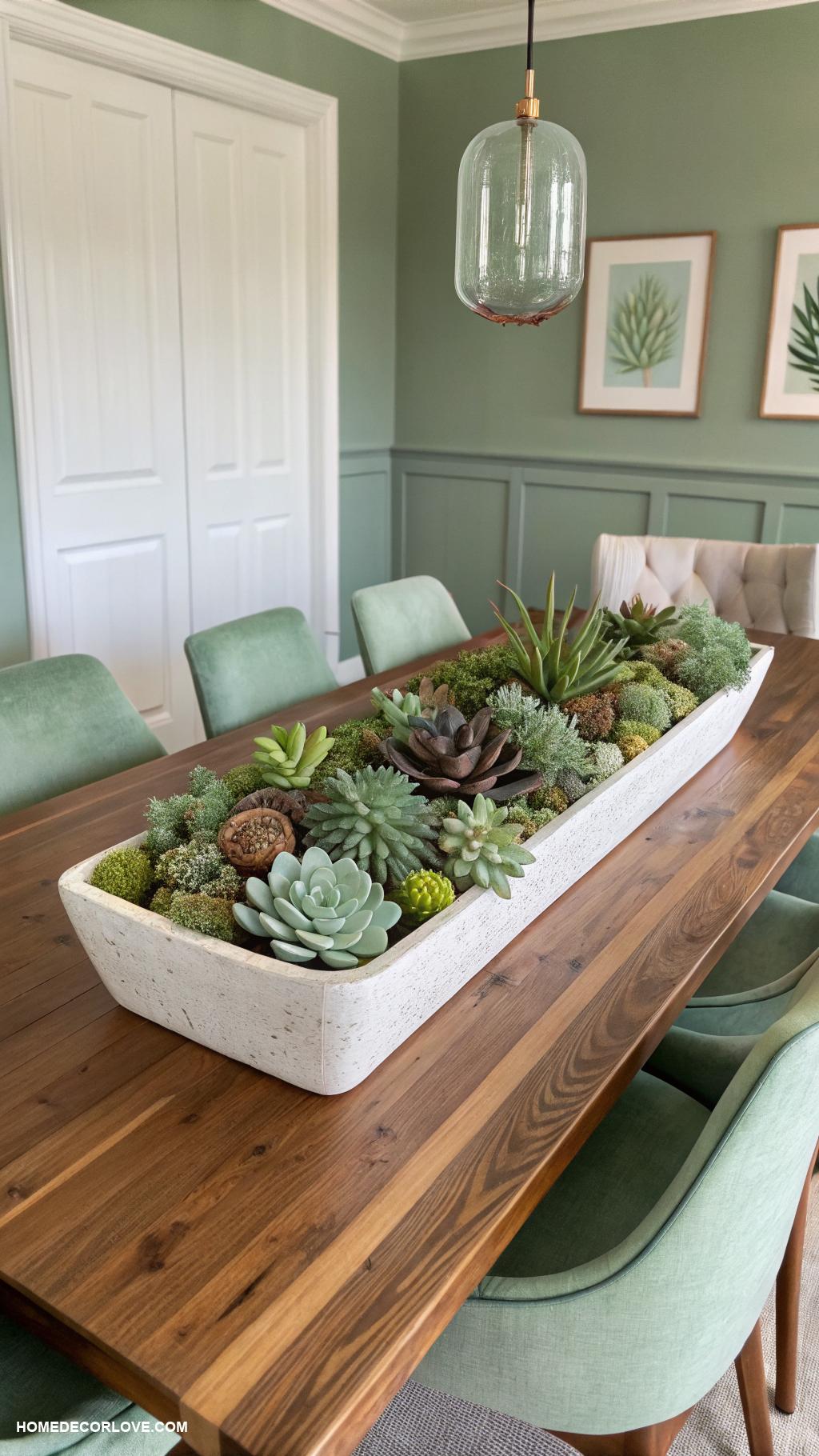 green dining room ideas Succulent centerpiece for modern touch