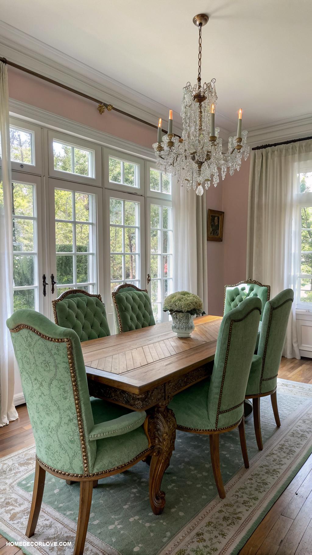 green dining room ideas Vintage green dining chairs for charm