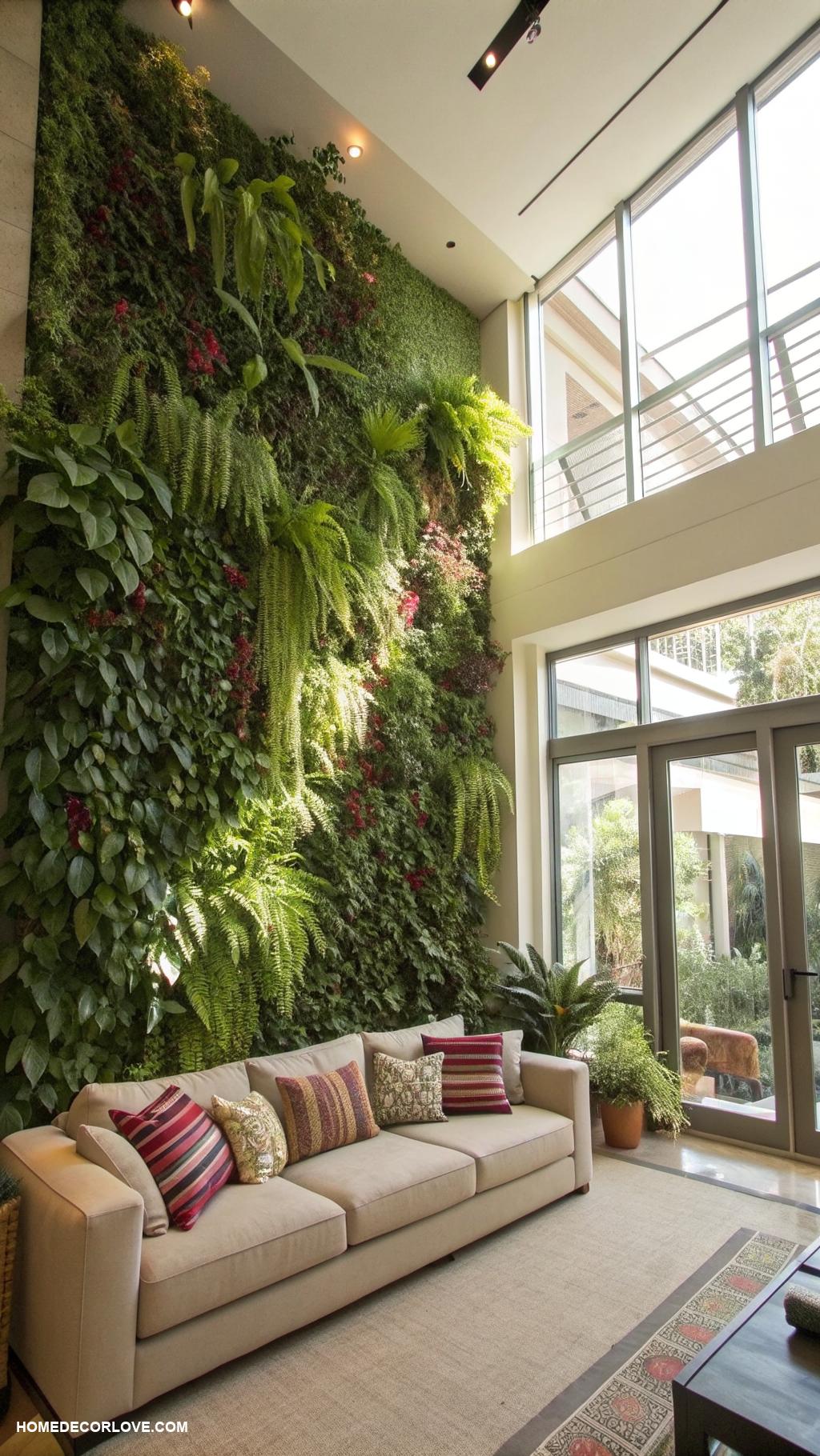 green living room ideas Create a living wall of plants