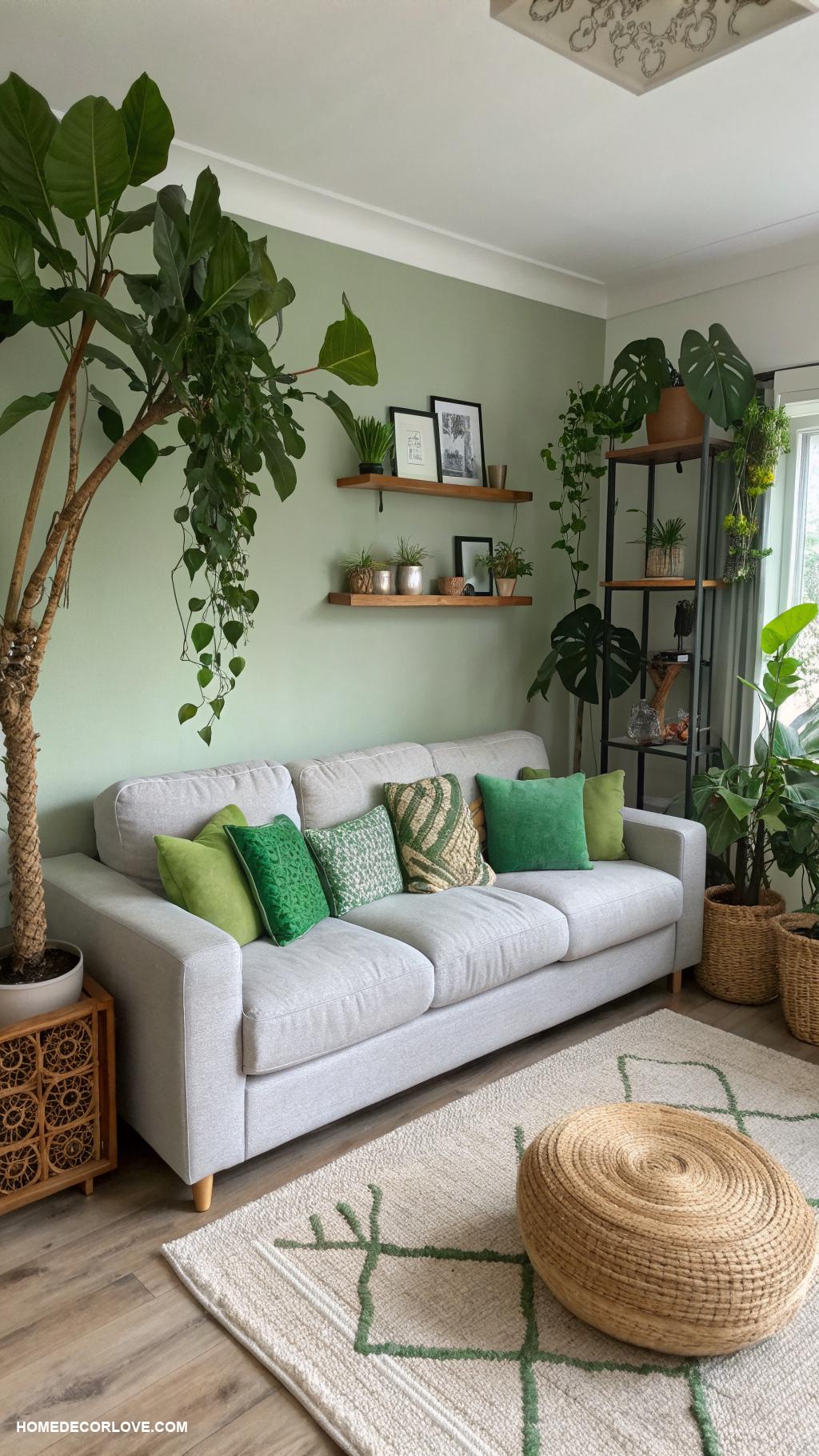 green living room ideas Incorporate indoor plants for fresh air