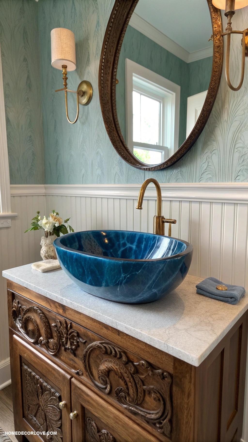 half bathroom ideas Artistic sink design for a unique statement
