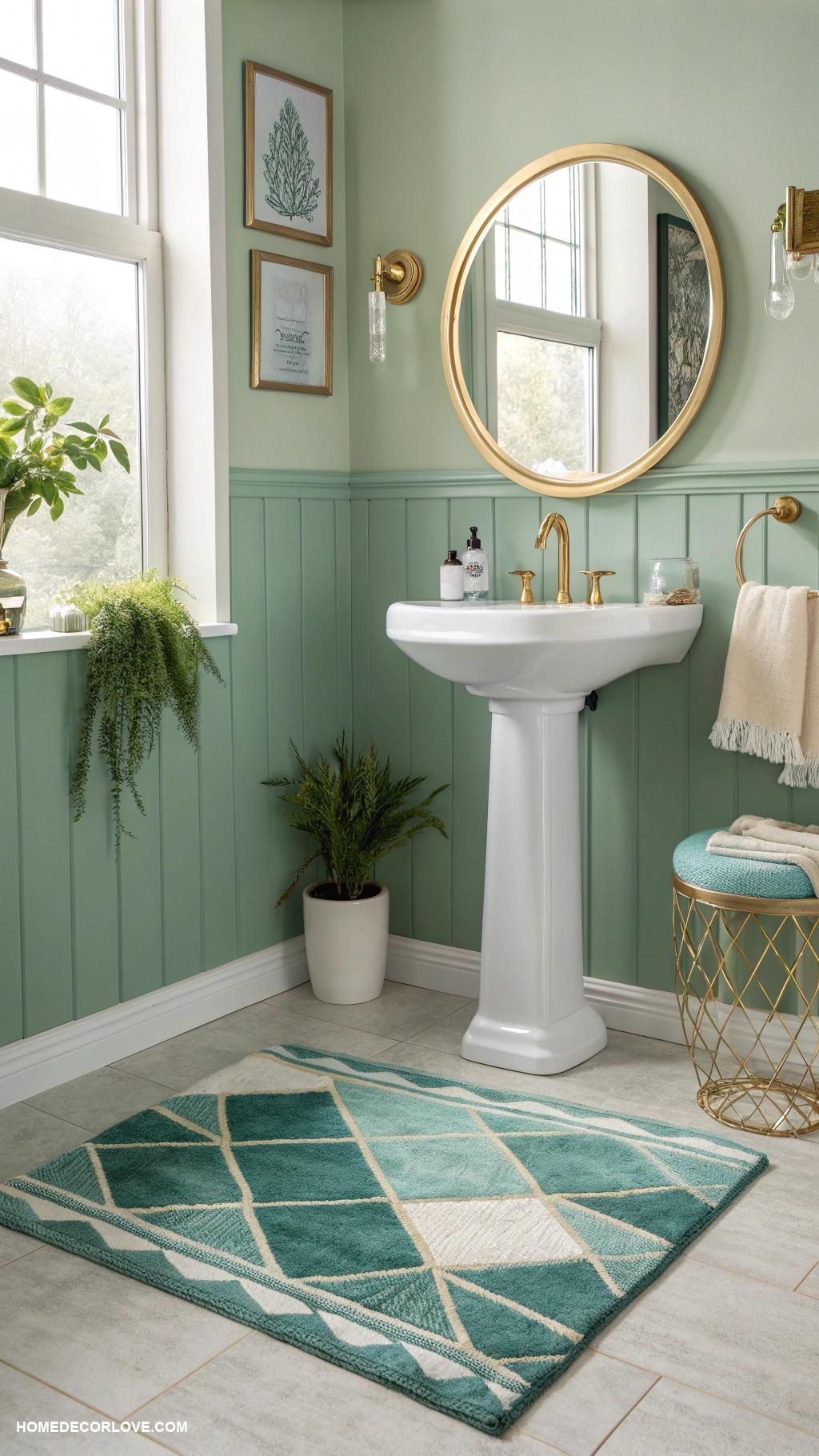 half bathroom ideas Chic rugs to add comfort and style