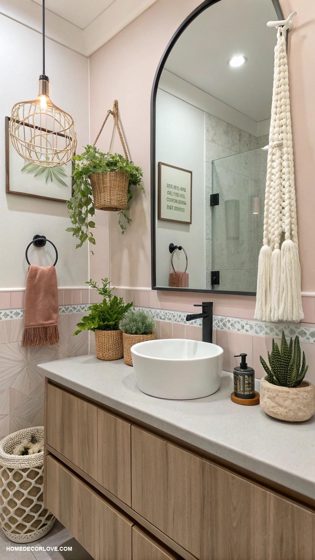 half bathroom ideas Mini plants for a touch of greenery