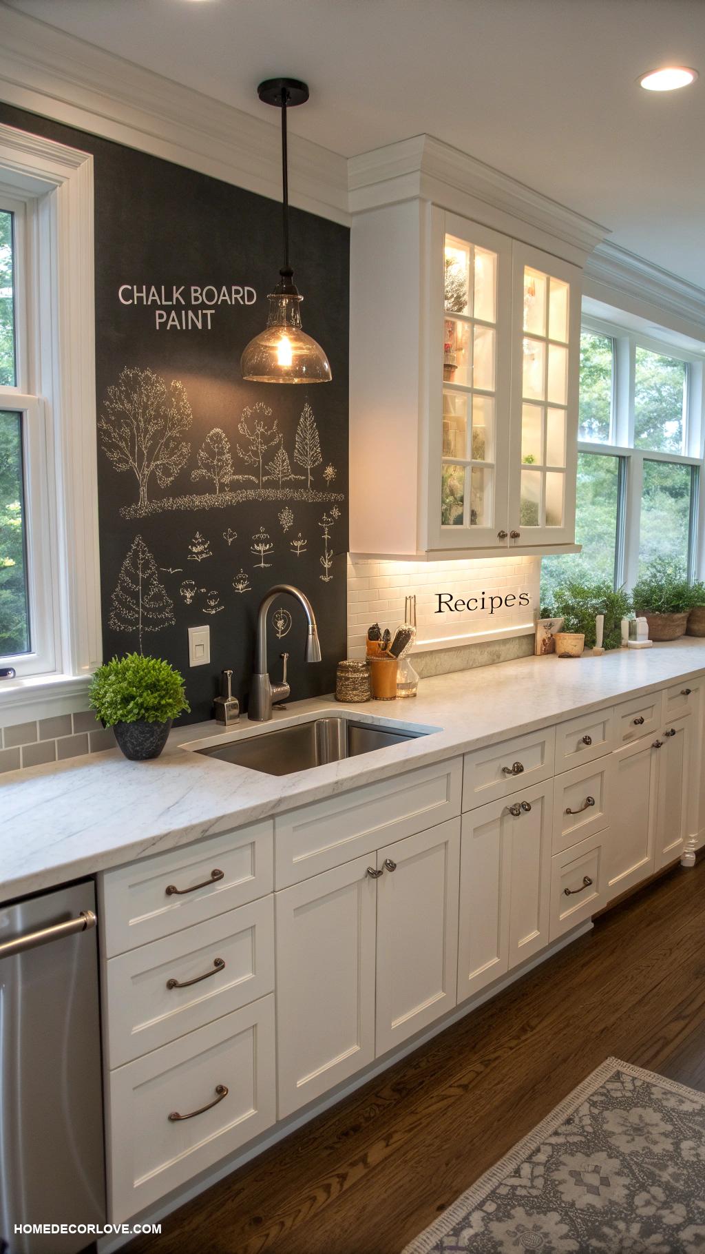 kitchen backsplash with white cabinets Chalkboard paint for creative flair