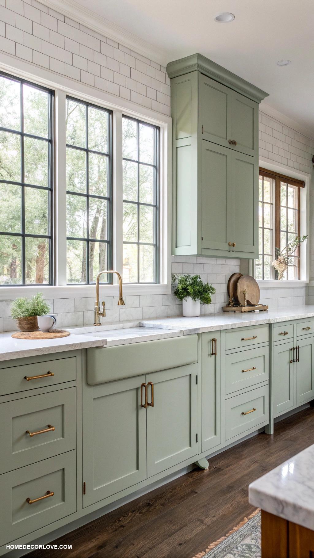 kitchen cabinet color ideas Soft sage green for a calming vibe