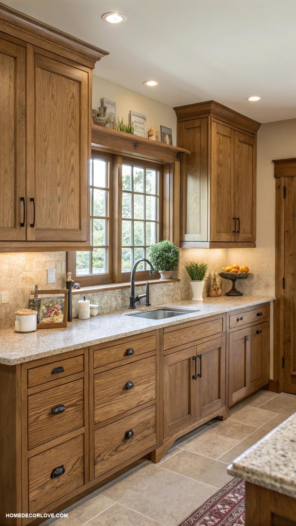 kitchen cabinet color ideas Warm oak for a rustic feel