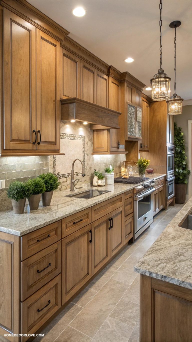 maple kitchen cabinets Maple cabinets paired with granite countertops