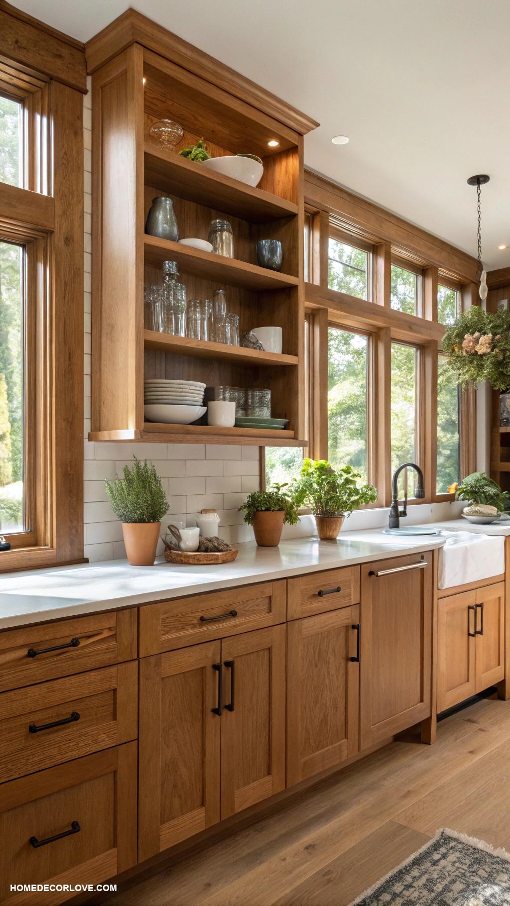 maple kitchen cabinets Open shelving with maple cabinet bases
