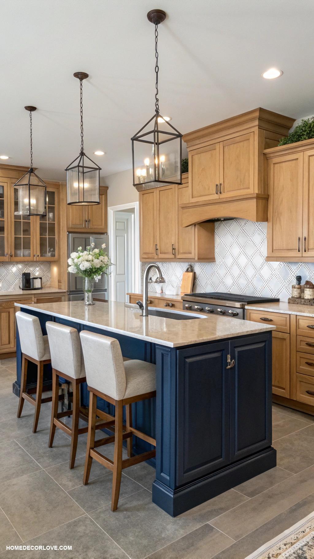 maple kitchen cabinets Two tone maple cabinets with contrasting island