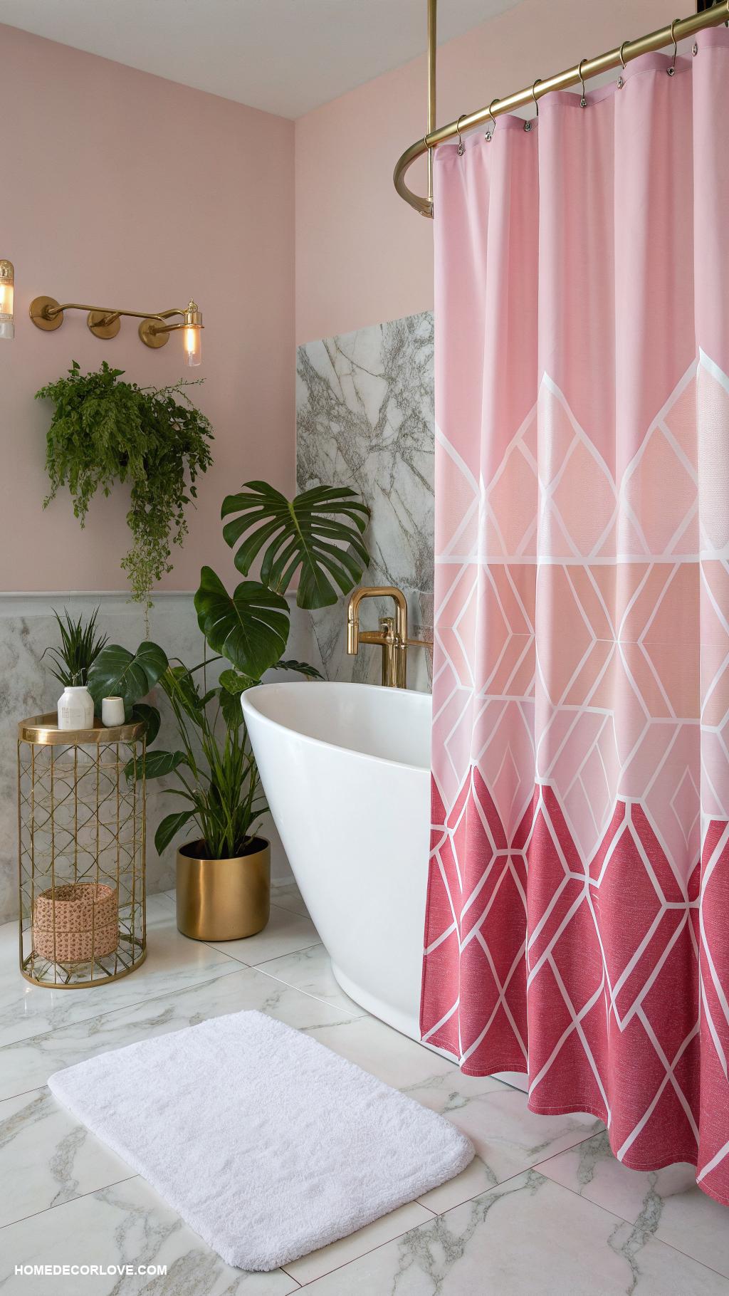 pink bathtub ideas Bold pink shower curtain