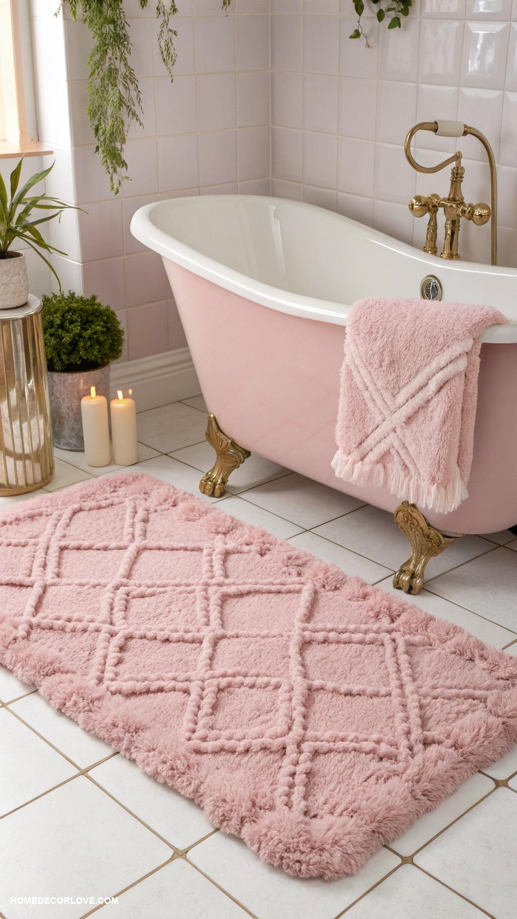 pink bathtub ideas Textured pink bath rug