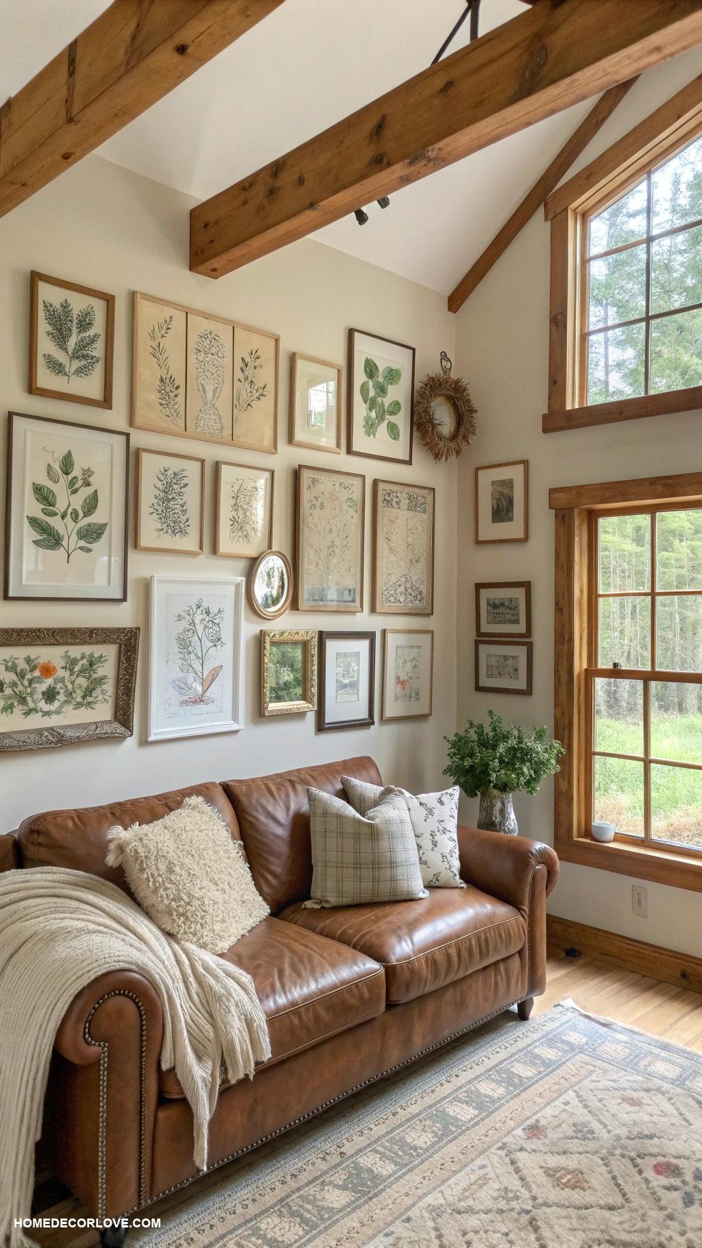 rustic farmhouse living room Farmhouse style gallery wall display
