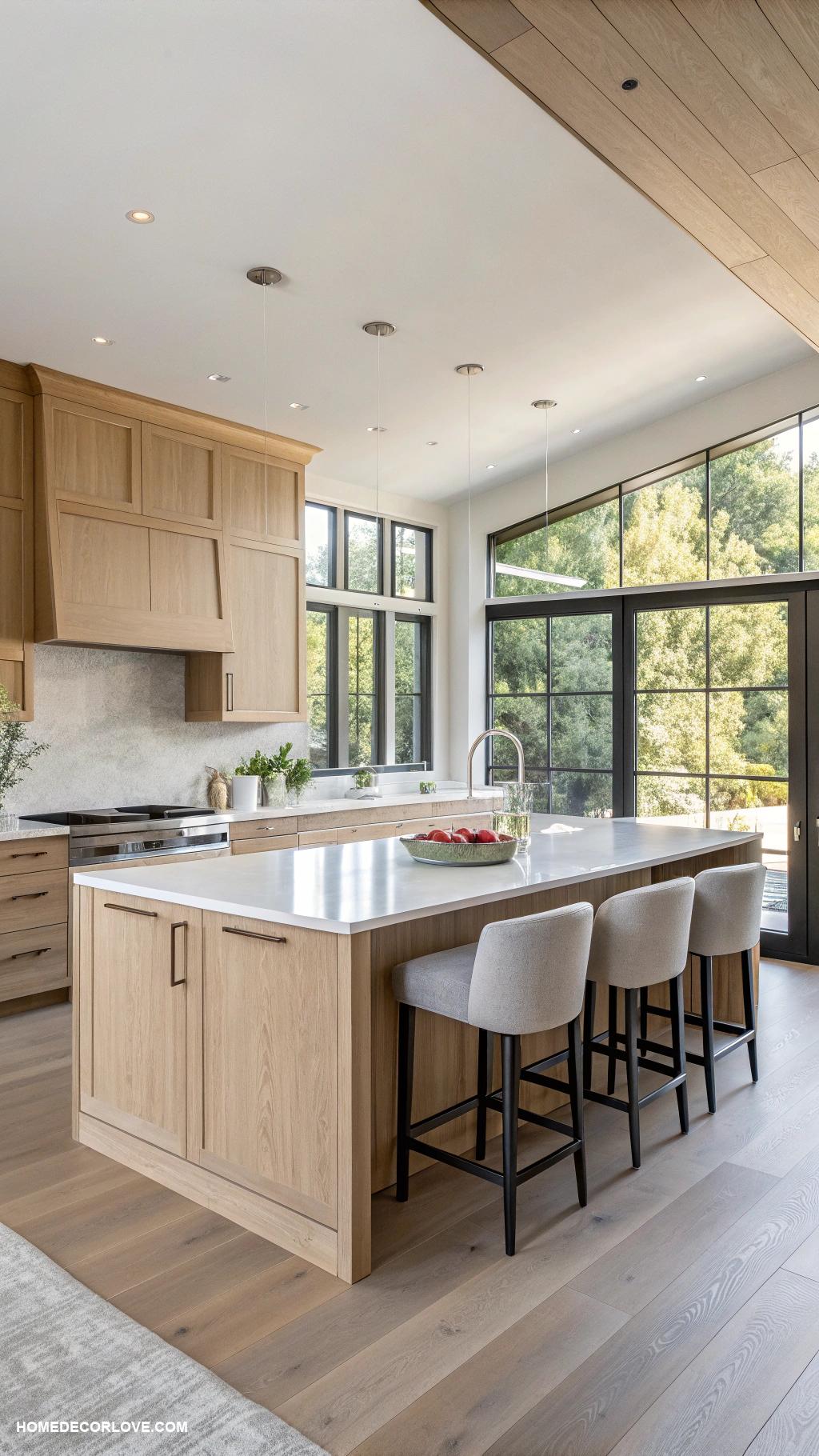 white oak kitchen cabinets Modern white oak flat front cabinets