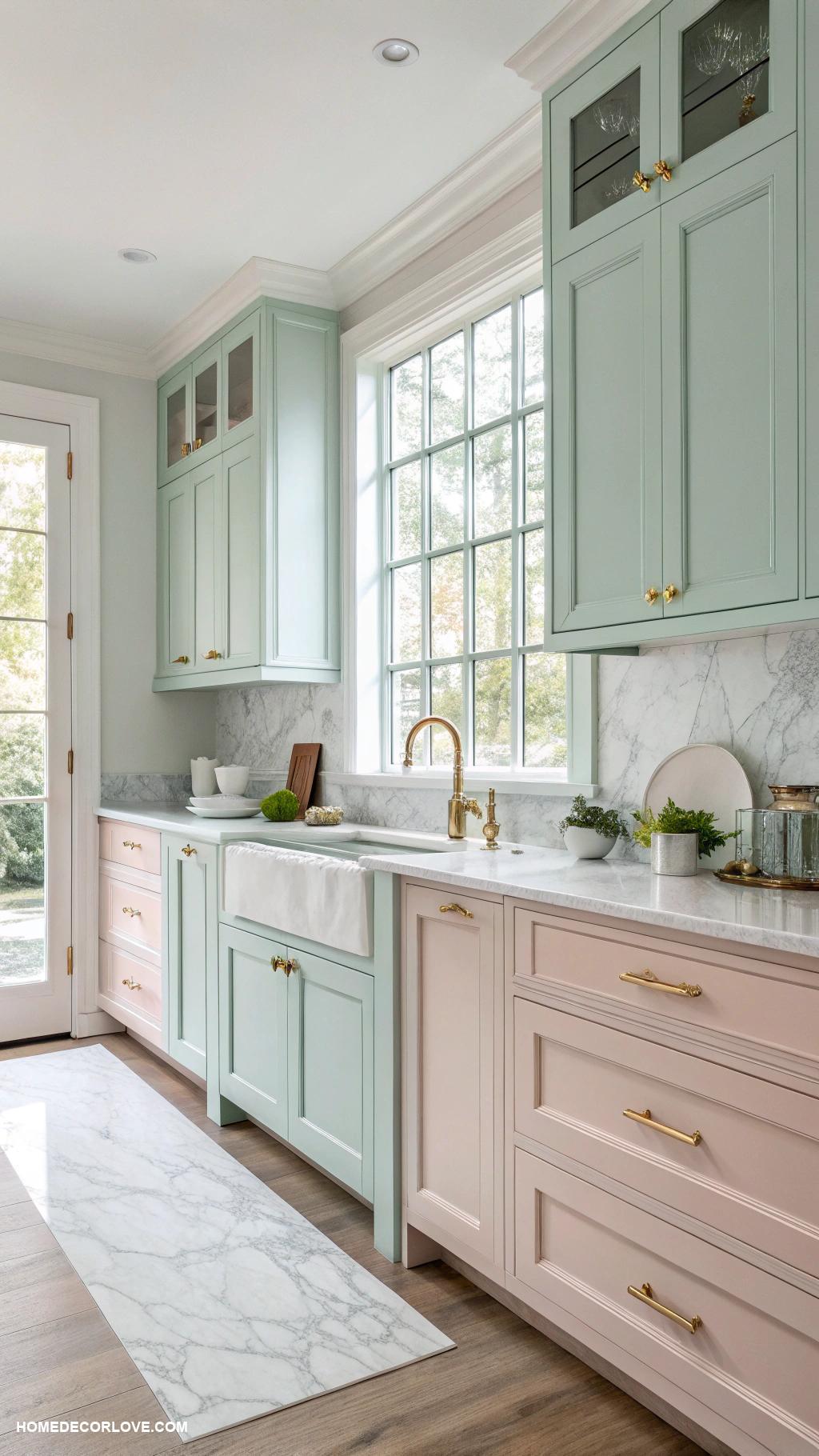 white oak kitchen cabinets Painted white oak cabinets in soft hues