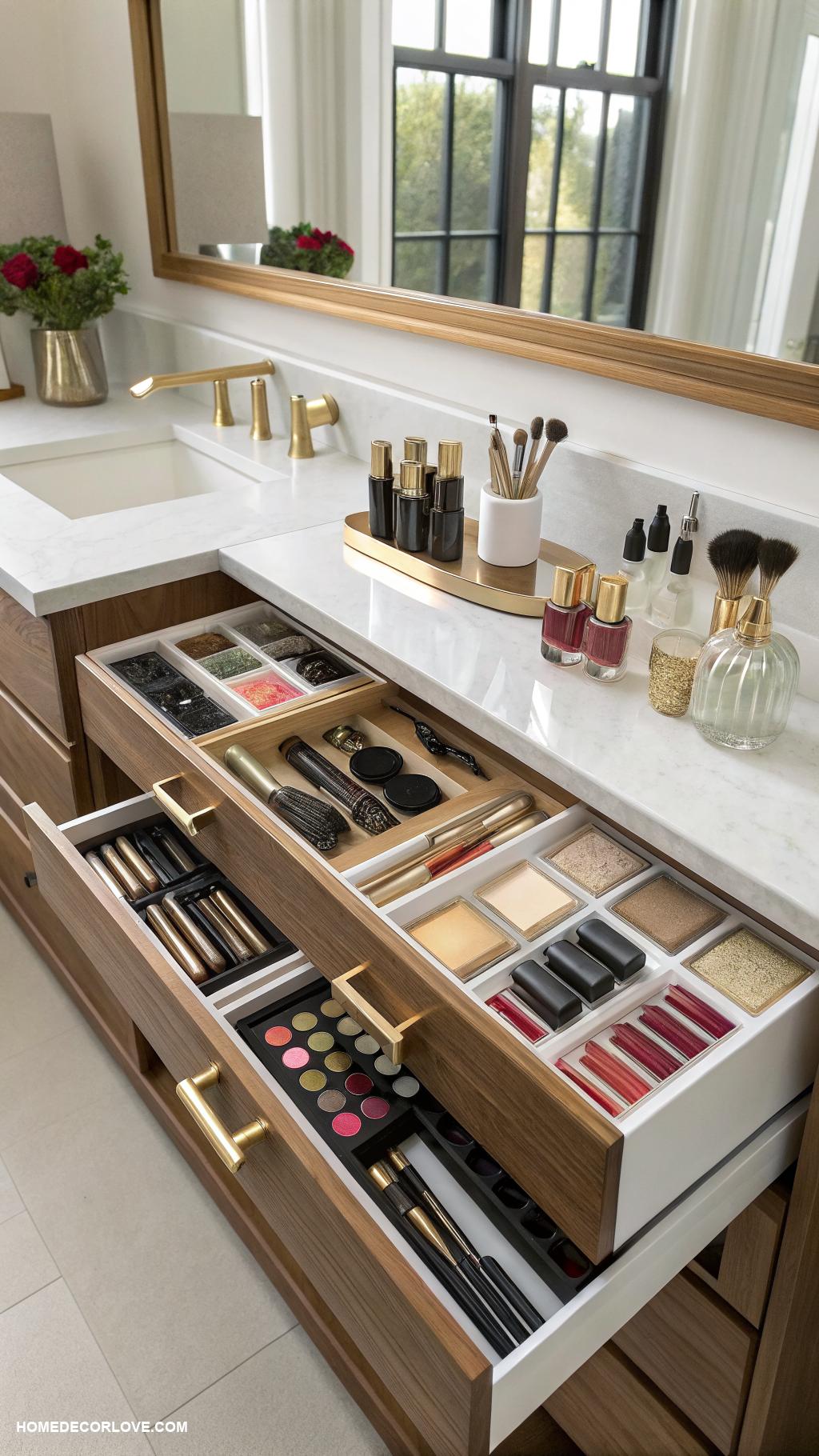 bathroom organization ideas Add drawer organizers for makeup