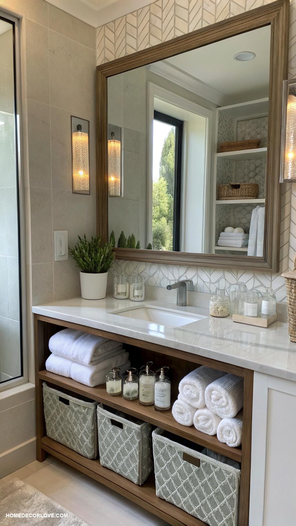 bathroom organization ideas Incorporate a mirror with built in storage