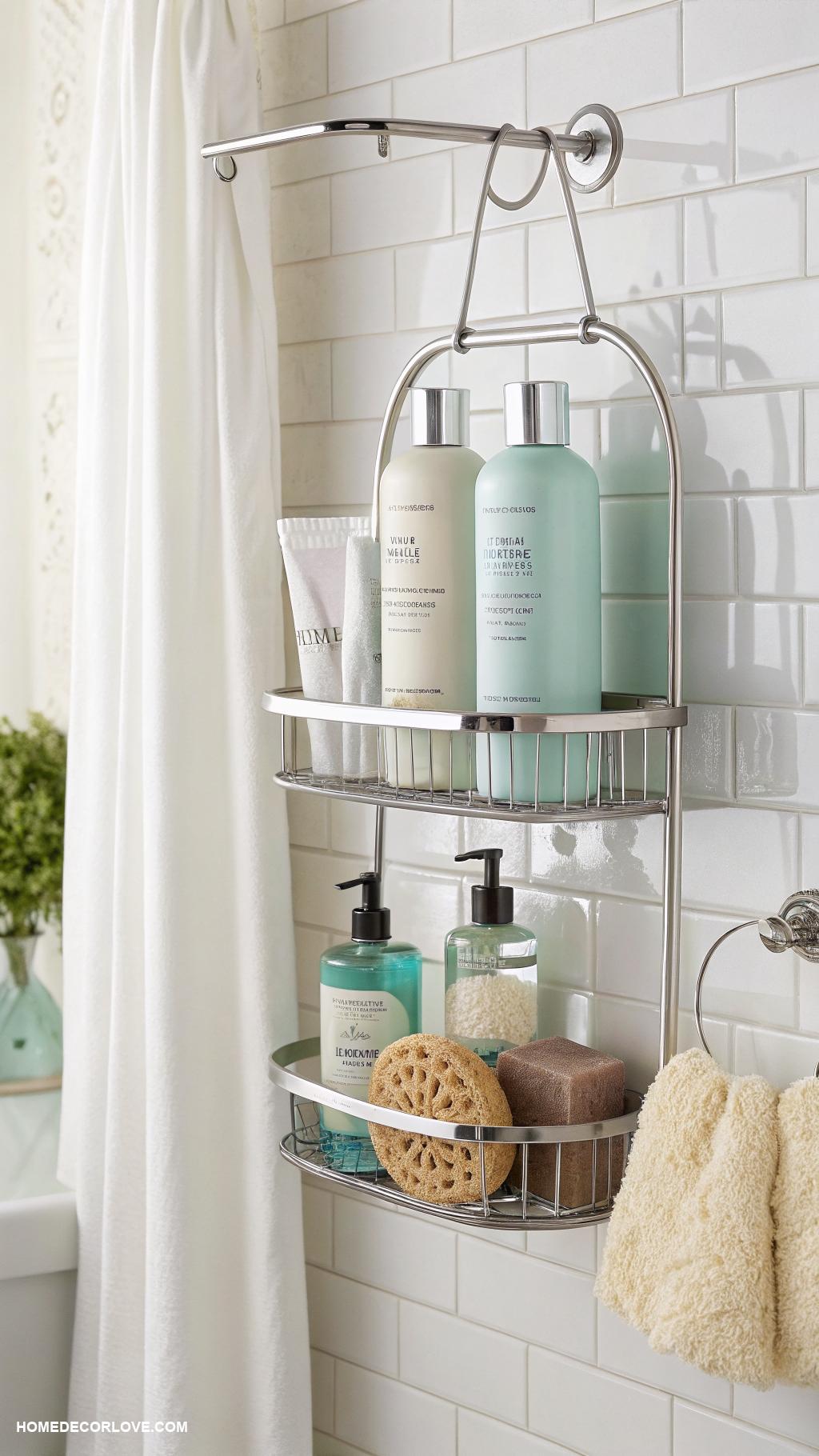 bathroom organization ideas Use a shower caddy for essentials