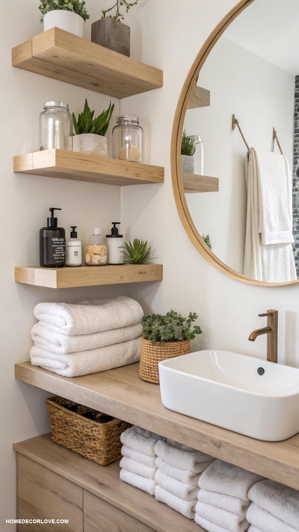 bathroom storage ideas Floating shelves for minimalistic approach