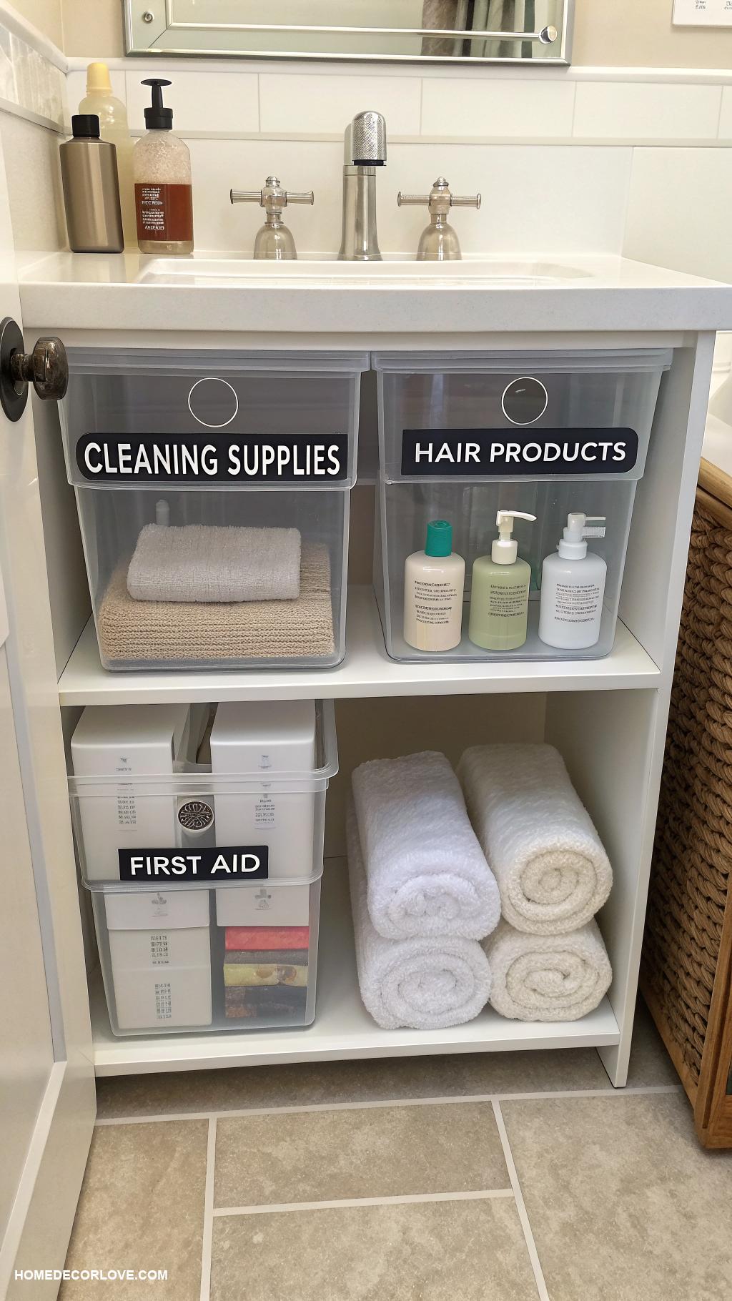 bathroom storage ideas Stackable bins for under sink organization