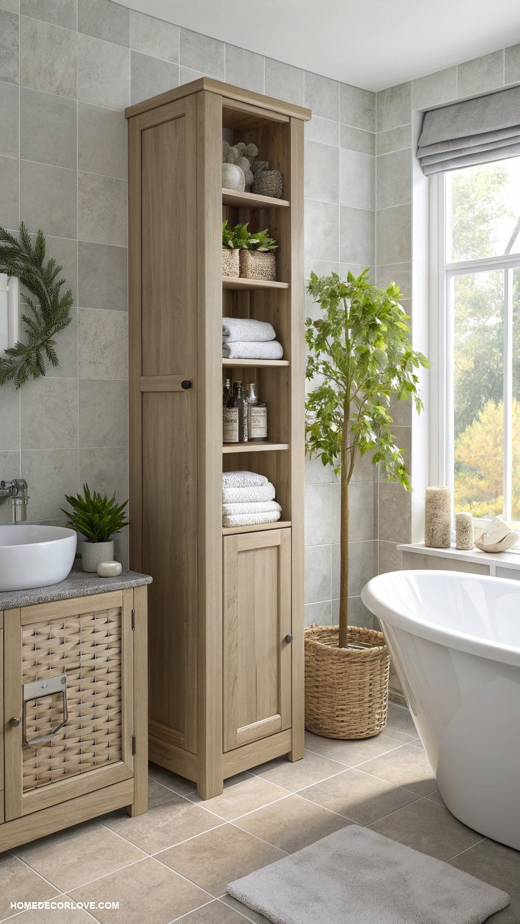 bathroom storage ideas Tall cabinets for vertical storage solutions
