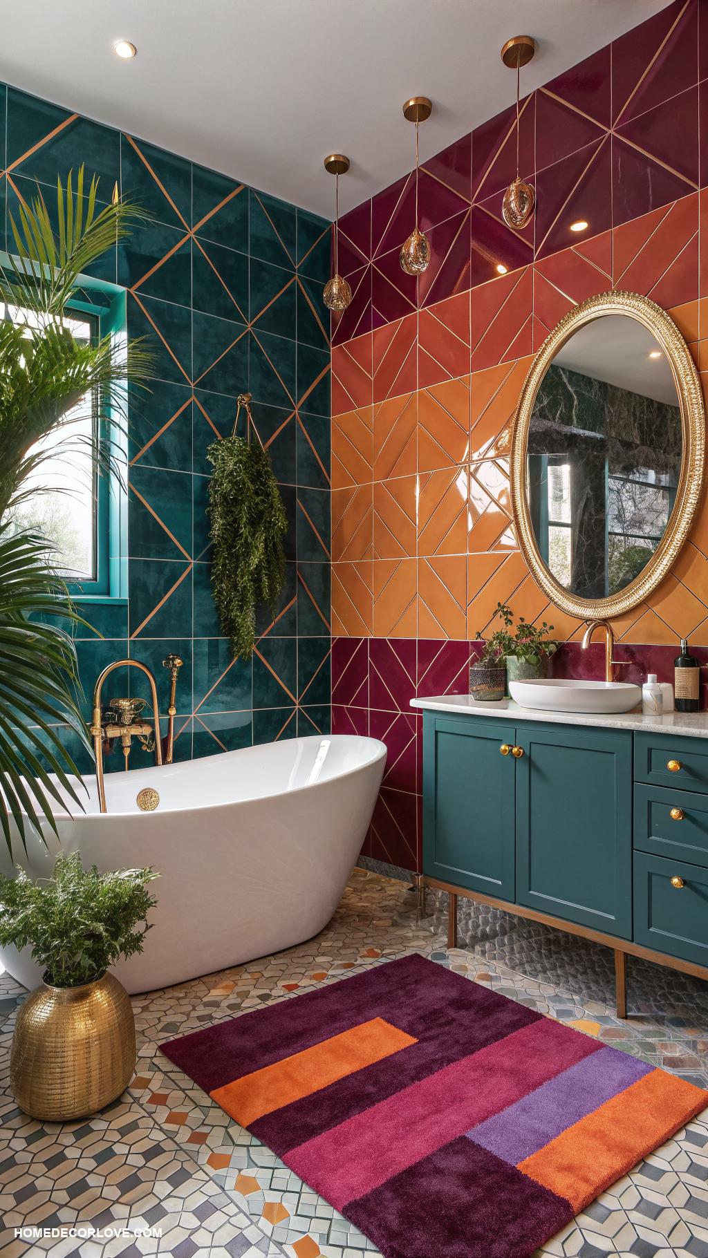 bathroom tile ideas Bold colored tiles for a statement