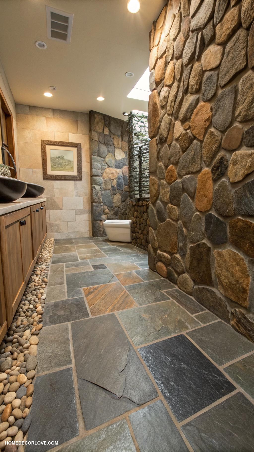 bathroom tile ideas Natural stone tiles for earthy vibes