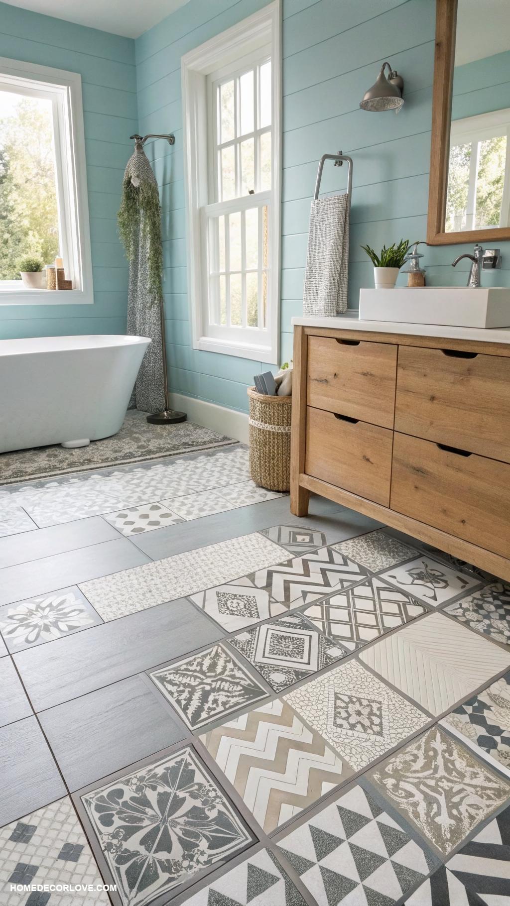 bathroom tile ideas Vinyl tiles for budget friendly update