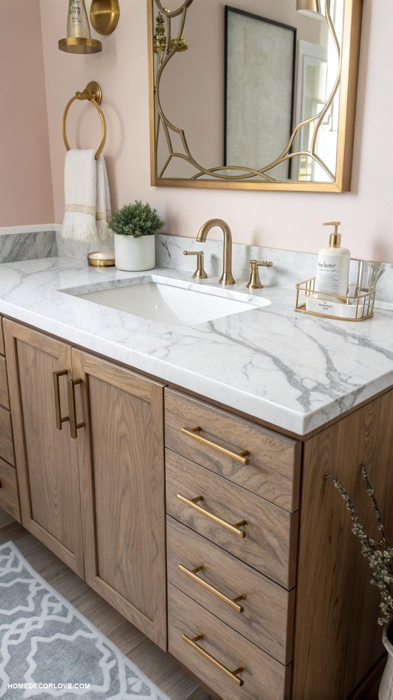 bathroom vanity ideas Marble countertop for elegant touch