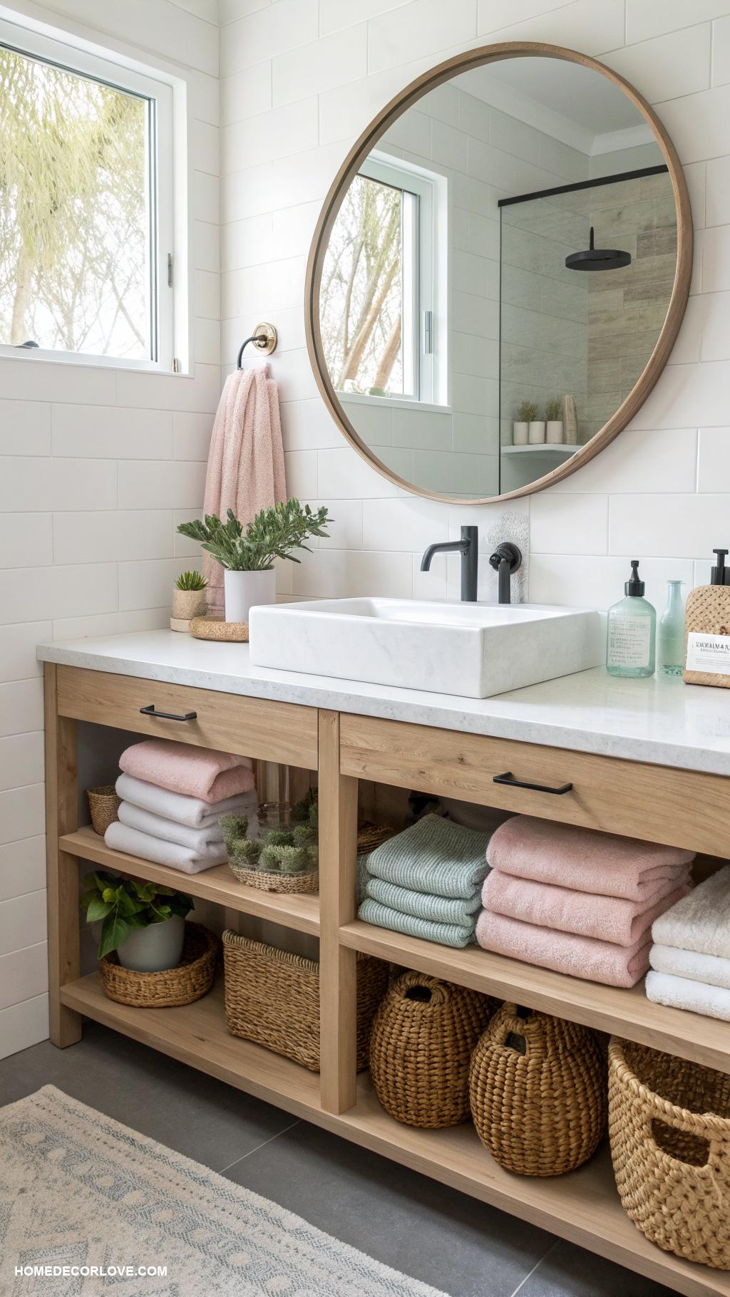 bathroom vanity ideas Open shelving for easy access