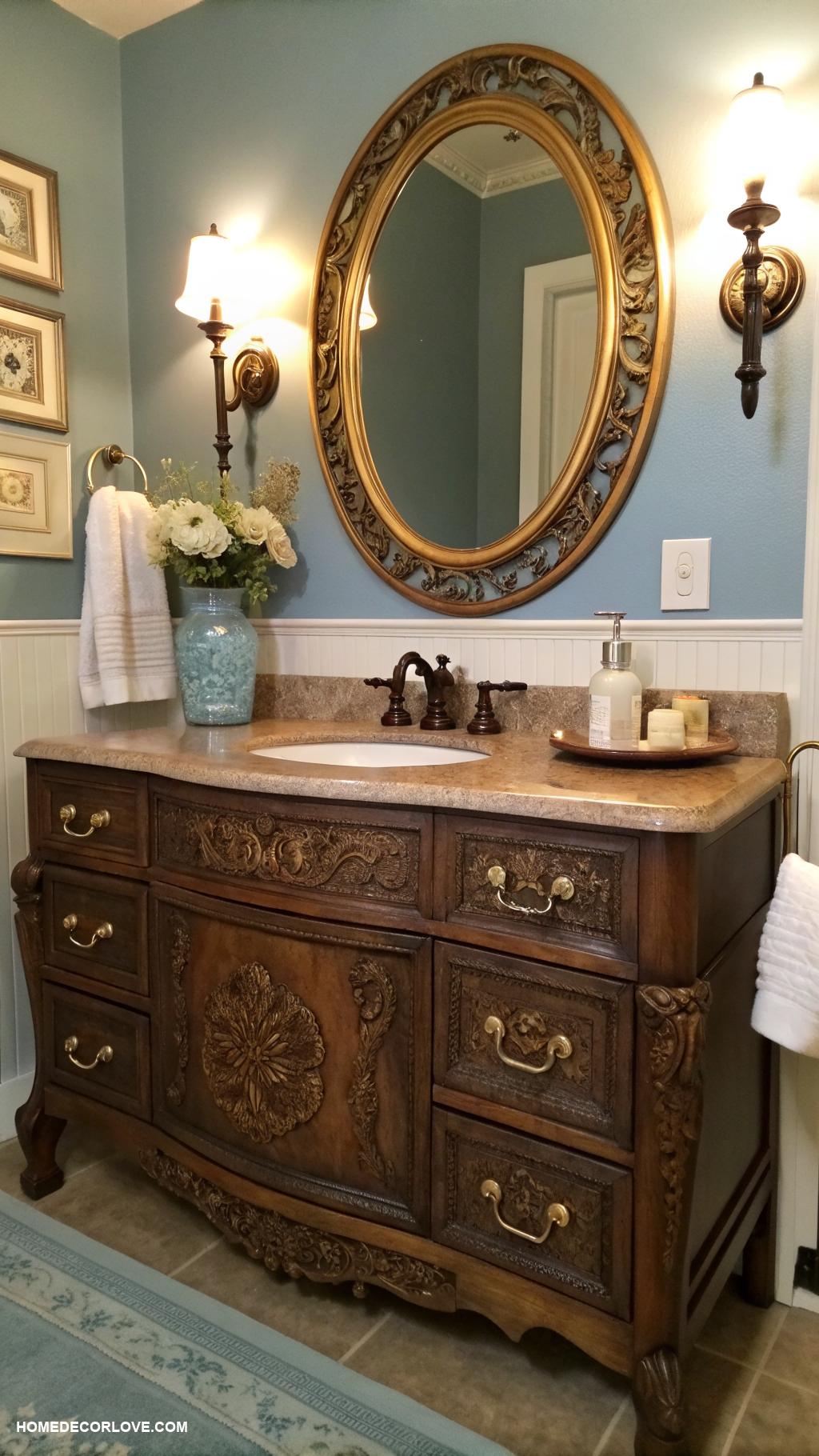 bathroom vanity ideas Vintage dresser as unique vanity