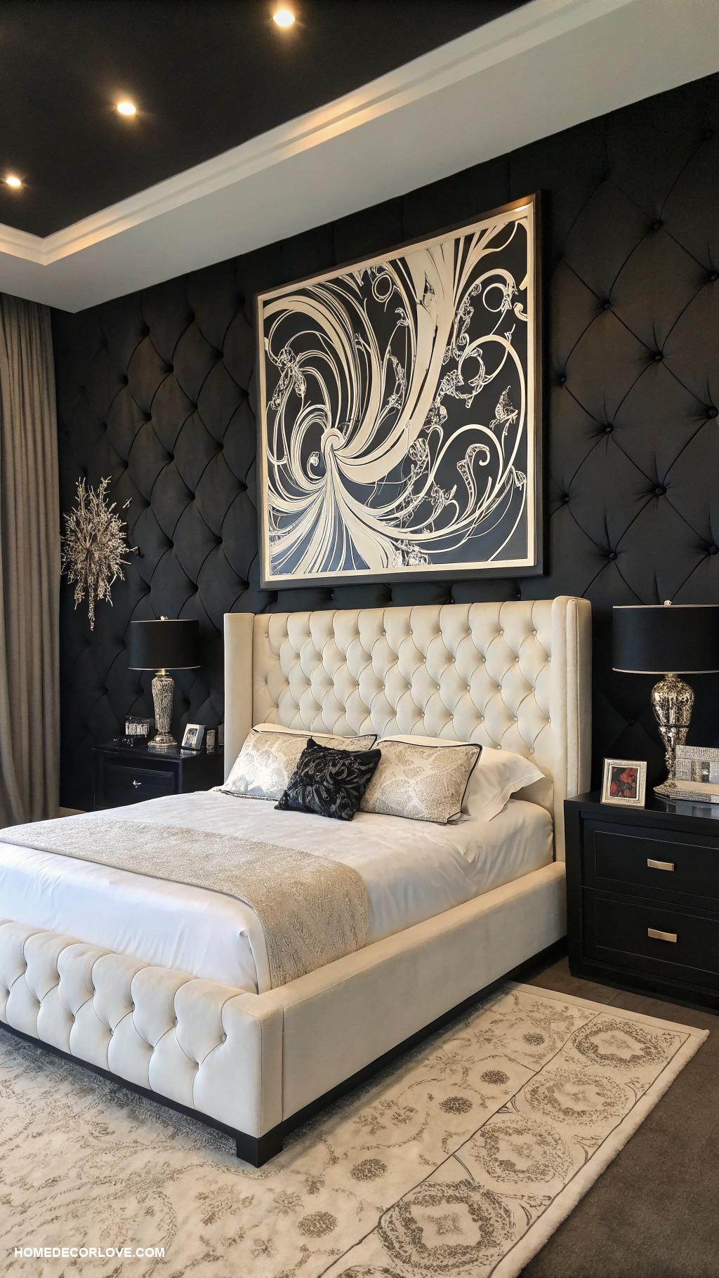 black and white bedroom ideas Black and white abstract art piece