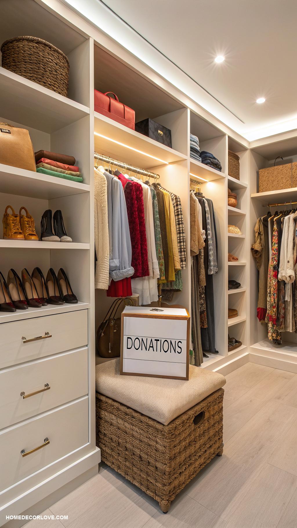 closet organization ideas Keep a donation box in the closet