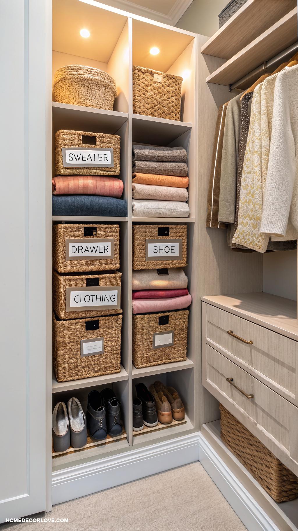closet organization ideas Label bins for easy identification