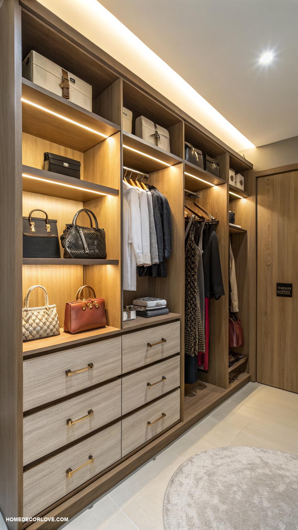 closet storage ideas Add hooks for bags and accessories