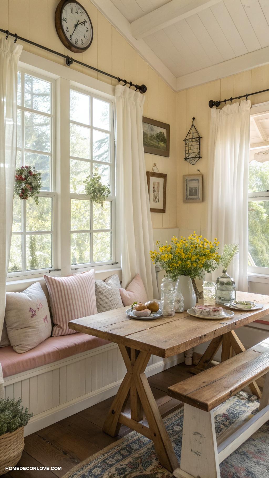 cottage breakfast nook ideas Natural light with large windows