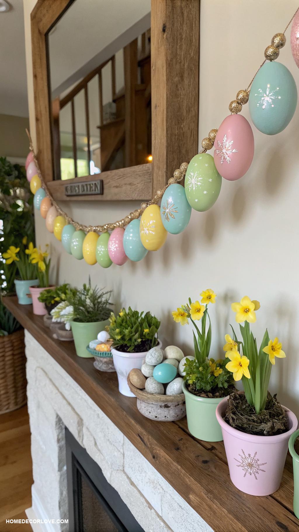 diy spring decor Colorful egg garland display