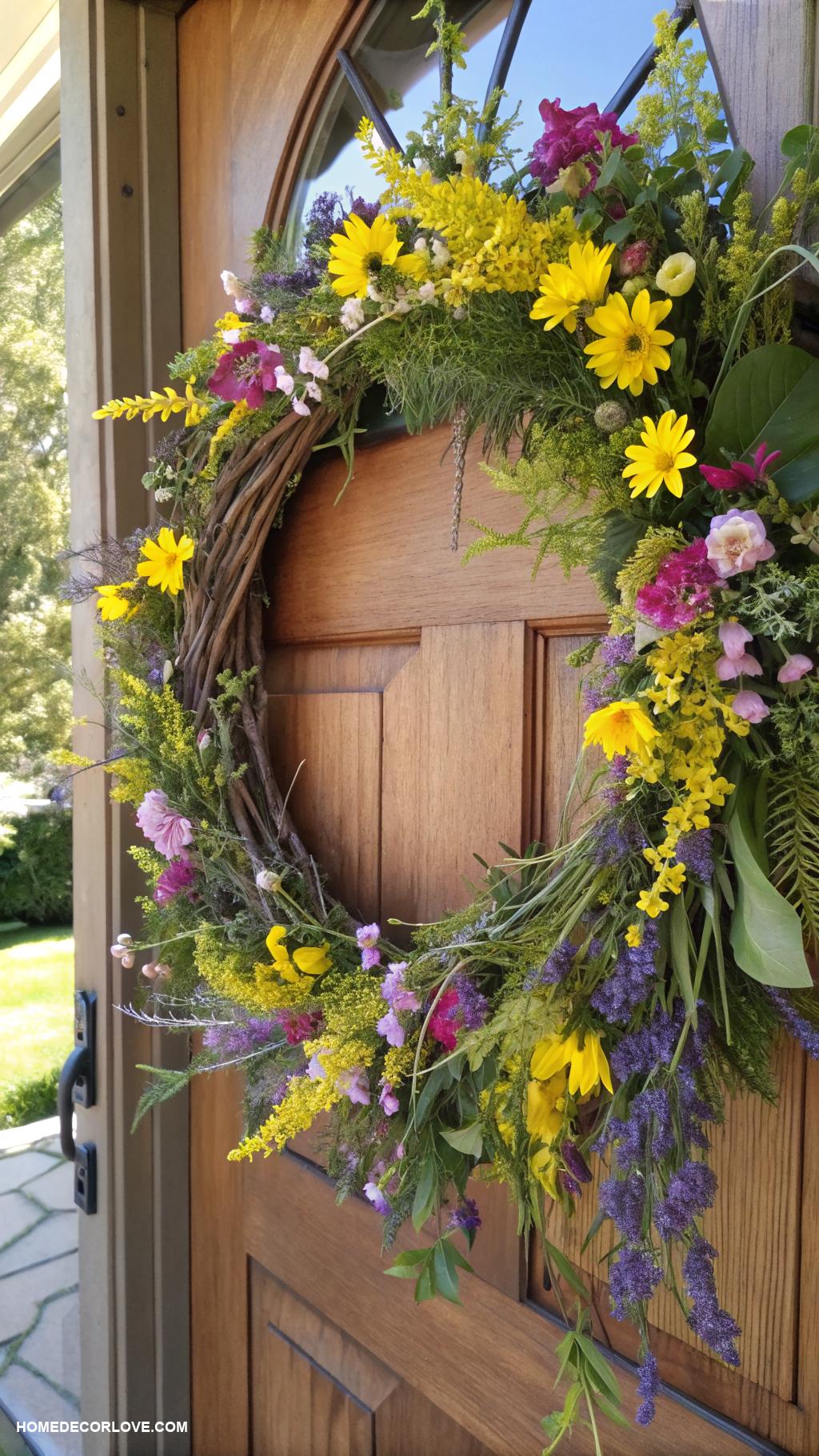 diy spring decor Wreath made of wildflowers