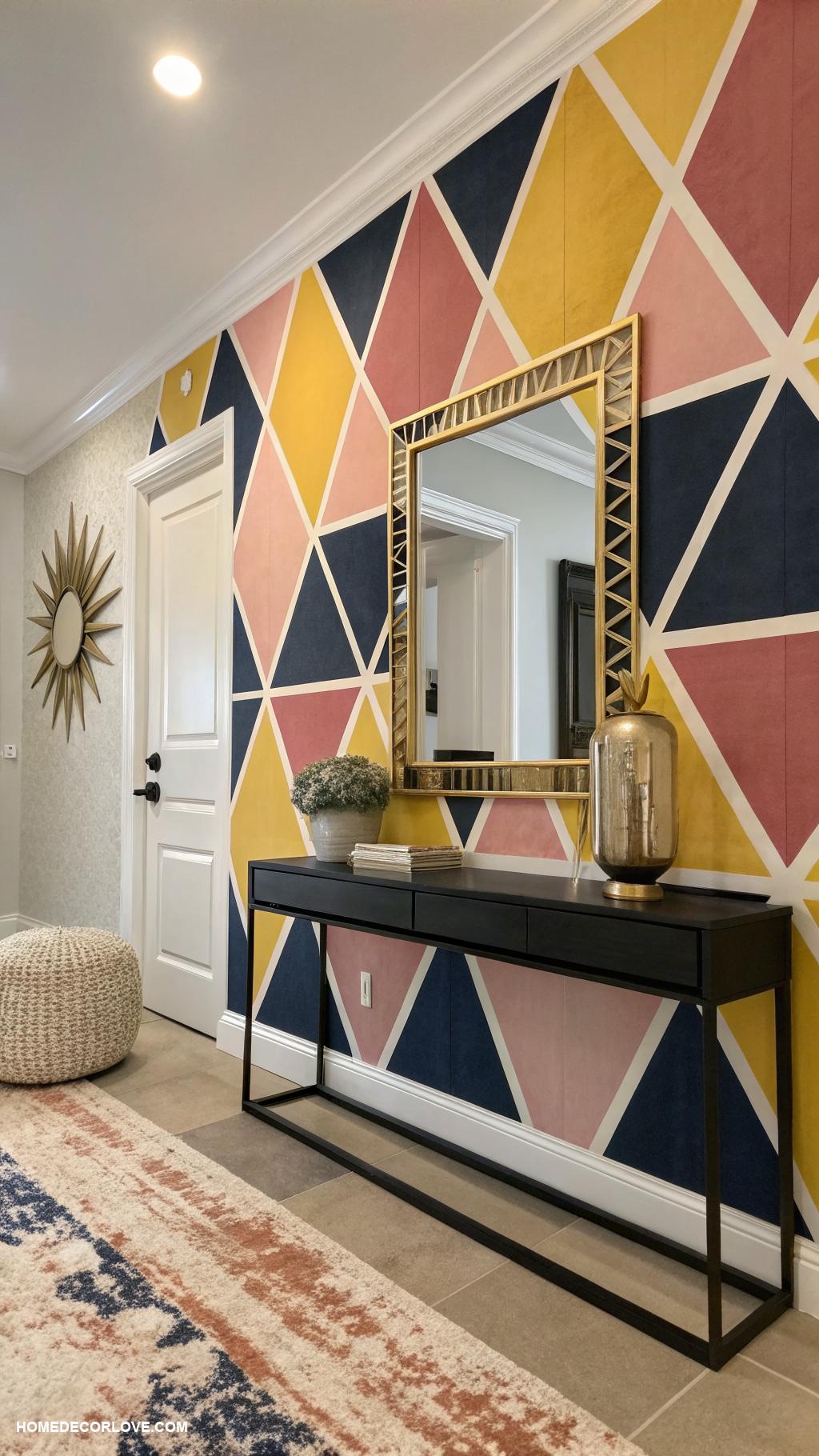 entryway wallpaper ideas Bold geometric patterns for a modern touch