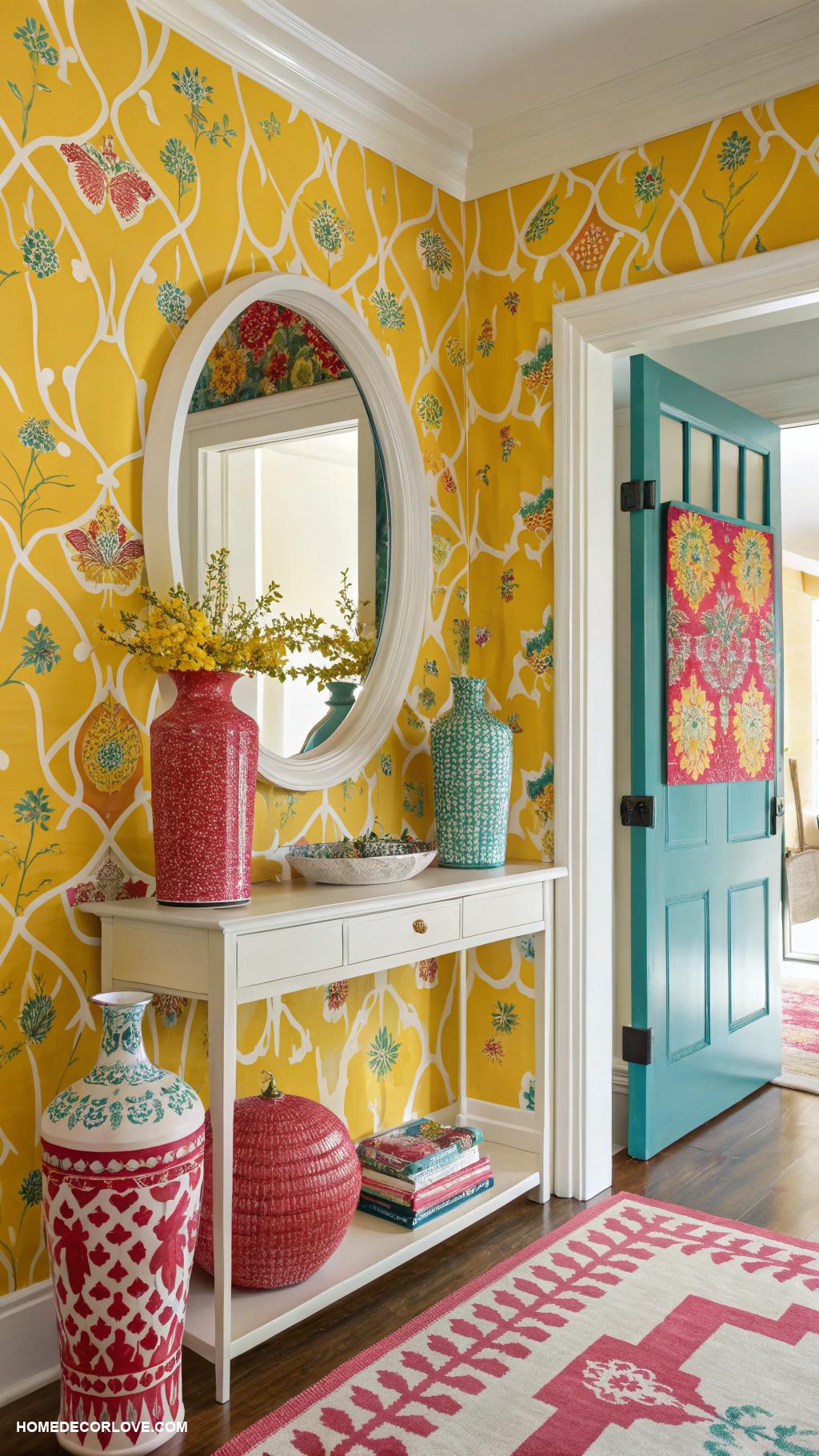 entryway wallpaper ideas Bright colors for an energizing first impression