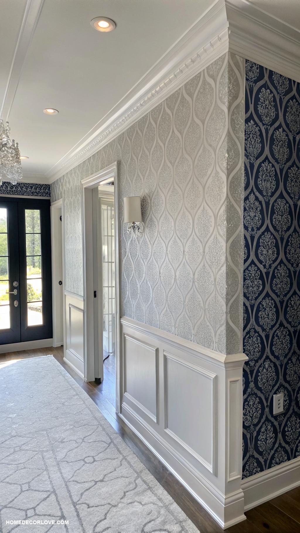 entryway wallpaper ideas Monochromatic designs for a sleek appearance