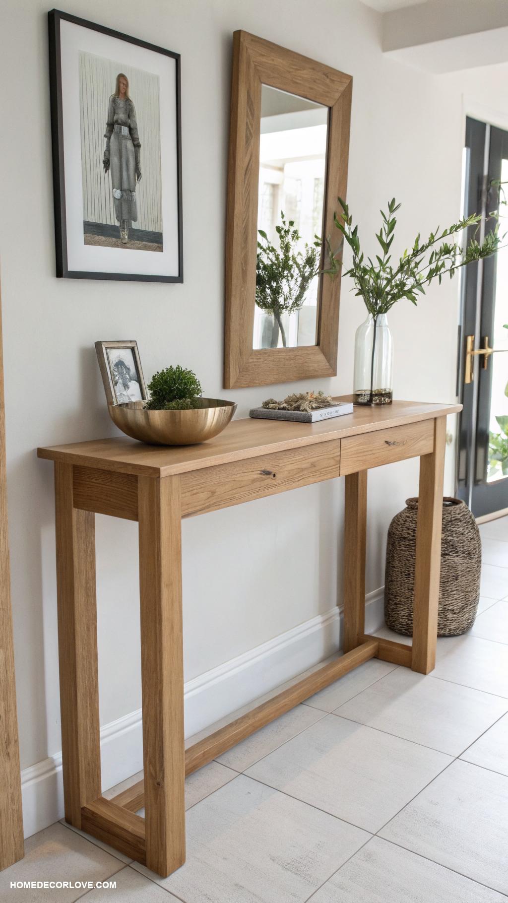 small entryway table ideas Minimalist wooden console table