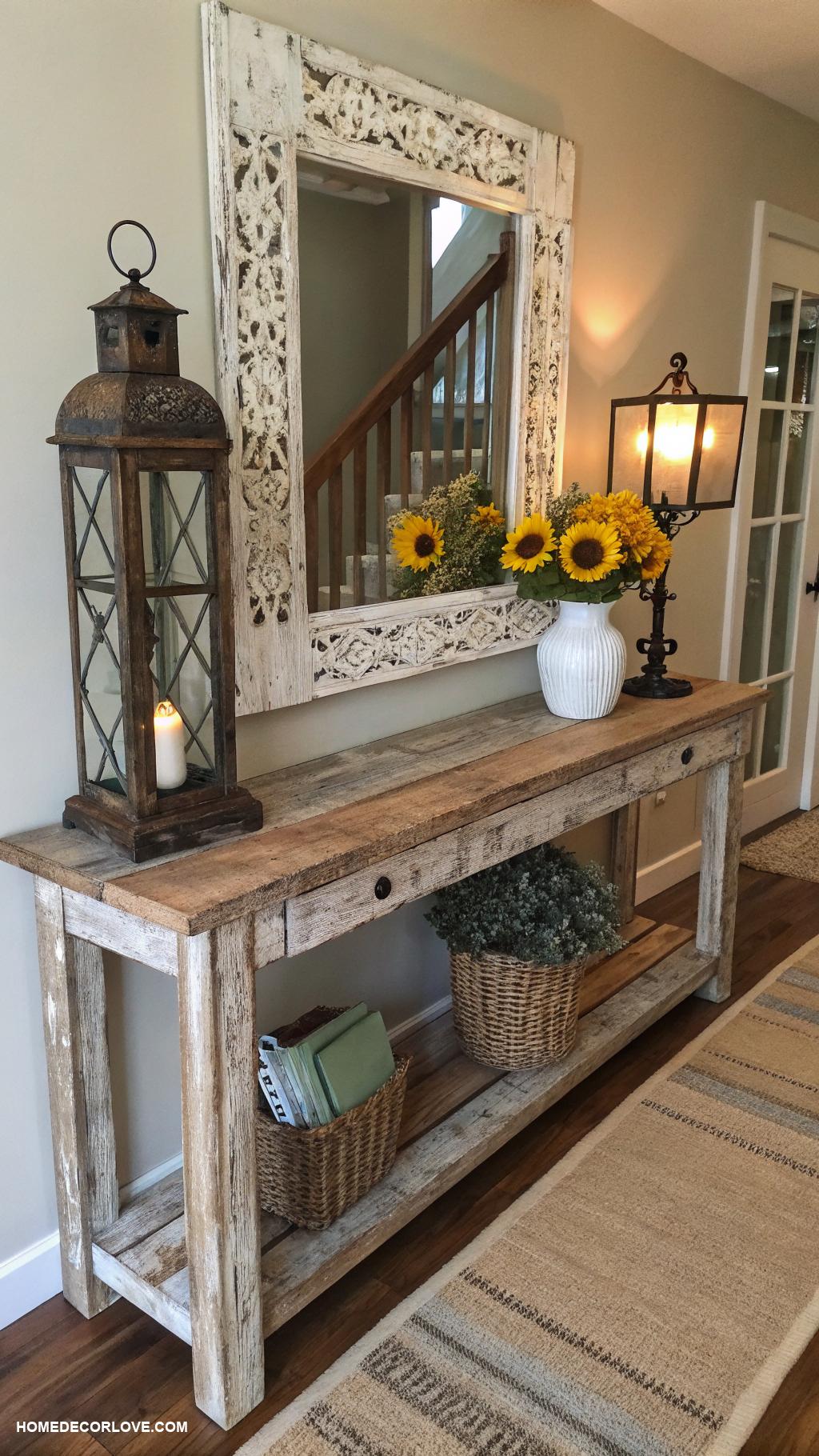 small entryway table ideas Rustic farmhouse style table