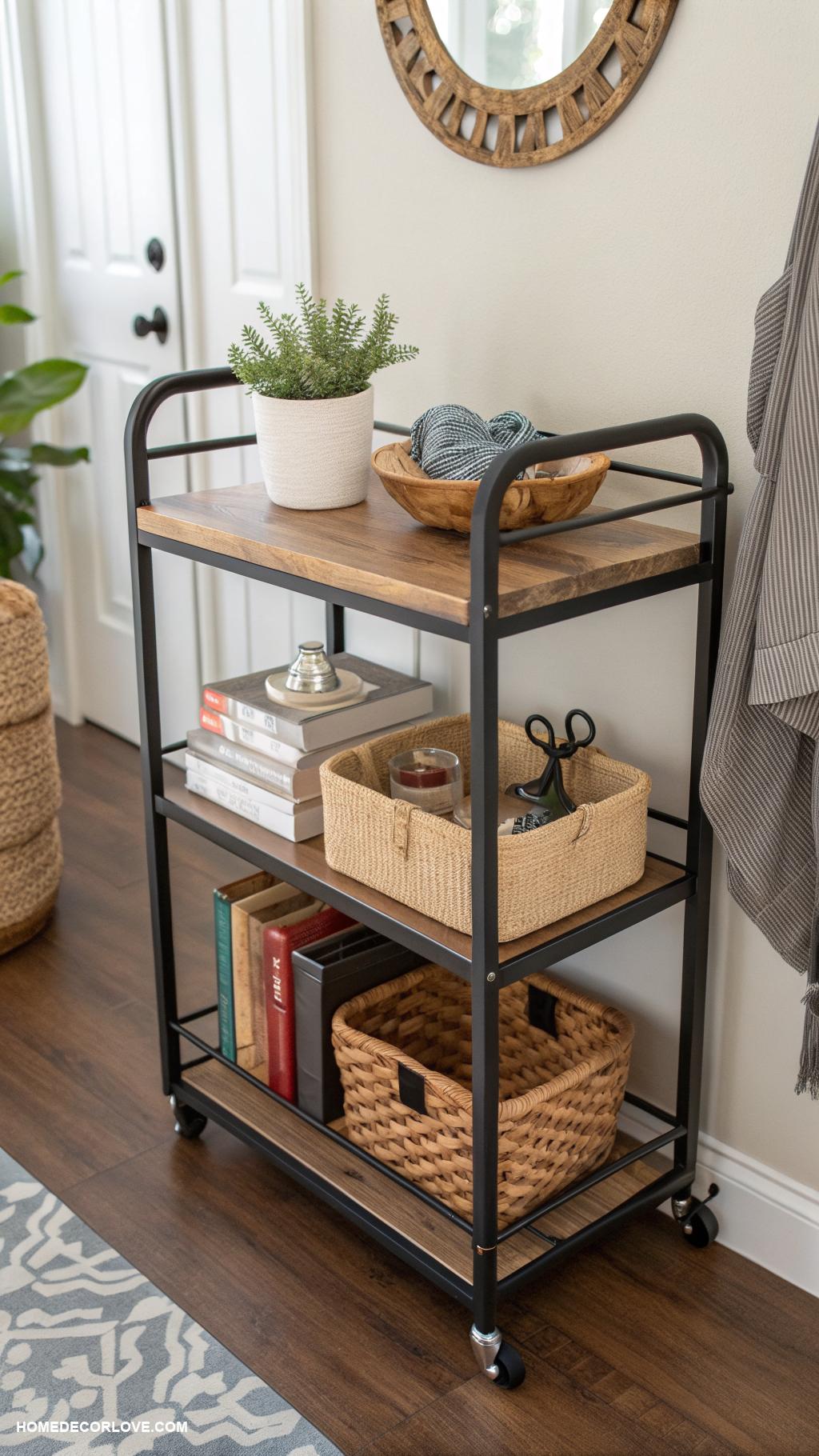 small entryway table ideas Small cart for mobility and storage